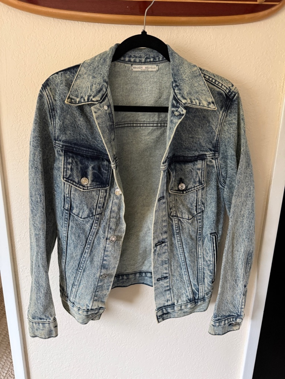 Brandy Melville Acid Wash Denim Jacket - Light Blue